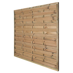 Forest Europa Single-Slatted  Garden Fence Panel Natural Timber 6' x 6' Pack of 5