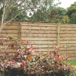 Forest Europa Single-Slatted  Fence Panels Natural Timber 6' x 6' Pack of 5
