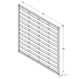 Forest Europa Single-Slatted  Fence Panels Natural Timber 6' x 6' Pack of 5