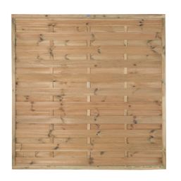 Forest Europa Single-Slatted  Fence Panels Natural Timber 6' x 6' Pack of 5