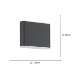 Eglo Grutti Outdoor LED Wall Light Anthracite 2.9W 640lm