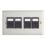 Contactum iConic 4-Gang Double RJ45 Ethernet Socket Brushed Steel with Black Inserts