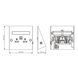 Knightsbridge  13A 2-Gang SP Switched Plug Socket Brushed Chrome  with Grey Inserts