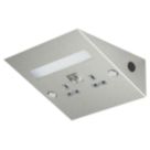 Knightsbridge  13A 2-Gang SP Switched Plug Socket Brushed Chrome  with Grey Inserts