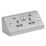Knightsbridge SKR9 13A 2-Gang SP Switched Socket + 4A 20W 2-Outlet Type A & C USB Charger Brushed Chrome with Grey Inserts