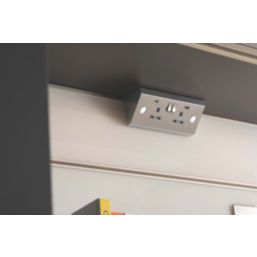 Knightsbridge SKR9 13A 2-Gang SP Switched Socket + 4A 20W 2-Outlet Type A & C USB Charger Brushed Chrome with Grey Inserts