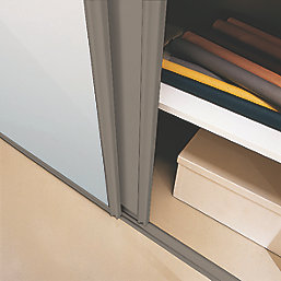 Spacepro Classic 3-Door Sliding Wardrobe Door Kit Stone Grey Frame Stone Grey / Mirror Panel 2216mm x 2260mm