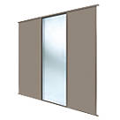 Spacepro Classic 3-Door Sliding Wardrobe Door Kit Stone Grey Frame Stone Grey / Mirror Panel 2216mm x 2260mm