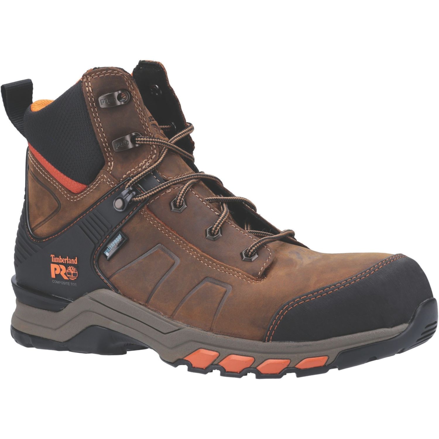 Timberland Pro Hypercharge Size 6 Brown/Orange Waterproof Safety Boots (644KE)