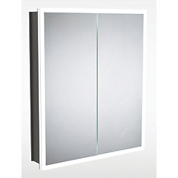 Sensio Eclipse 2-Door Recessed Illuminated Cabinet With 3360lm LED Light Silver Effect 600mm x 116mm x 700mm