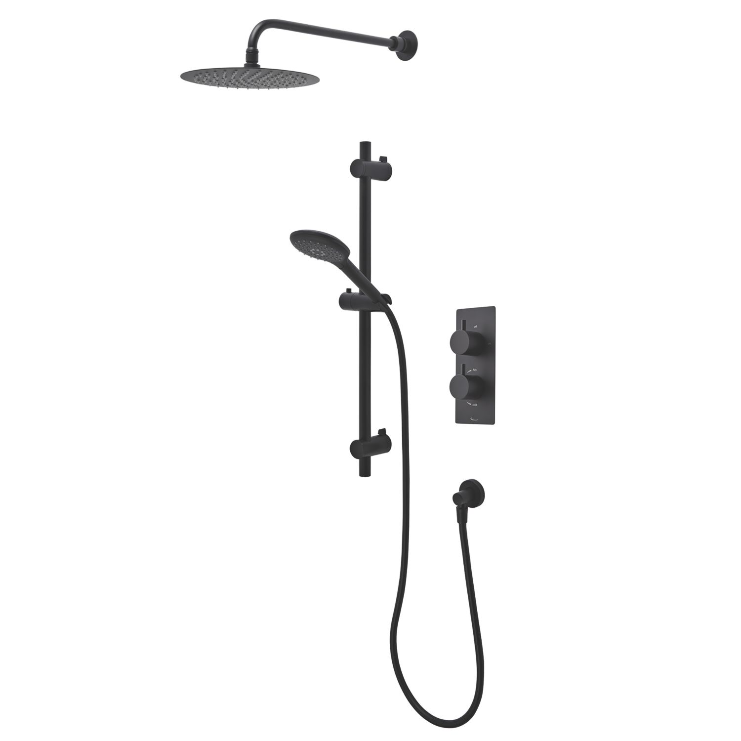 Meda Rear-Fed Concealed Black Thermostatic Mixer Shower (644RM)