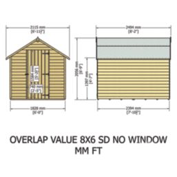 Shire  6' x 8' (Nominal) Apex Overlap Timber Shed