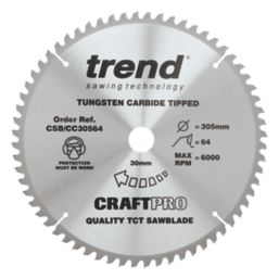 Trend CraftPro CSB/CC30564 Wood Crosscut Circular Saw Blade 305mm x 30mm 64T