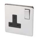 Crabtree Platinum 13A 1-Gang DP Switched Plug Socket Polished Chrome  with Black Inserts