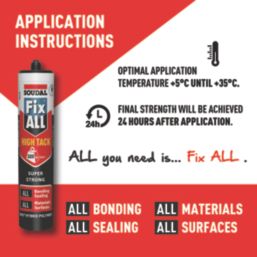 Soudal Fix All High Tack Hybrid Polymer Adhesive White 290ml