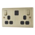 British General Nexus Metal 13A 2-Gang SP Switched Socket + 3.25A 65W 2-Outlet Type C USB Charger Antique Brass with Black Inserts