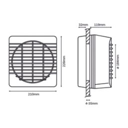 Xpelair GX6EC  (7 1/4") Axial Kitchen Extractor Fan  White 120-230V