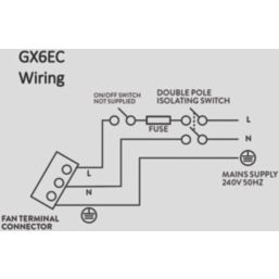 Xpelair GX6EC  (7 1/4") Axial Kitchen Extractor Fan  White 120-230V