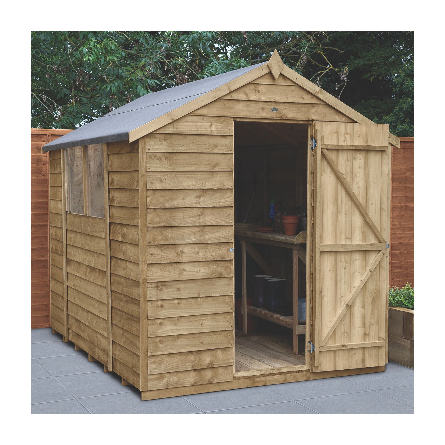 Forest 6' x 8' (Nominal) Apex Overlap Timber Shed with Assembly (645JR)