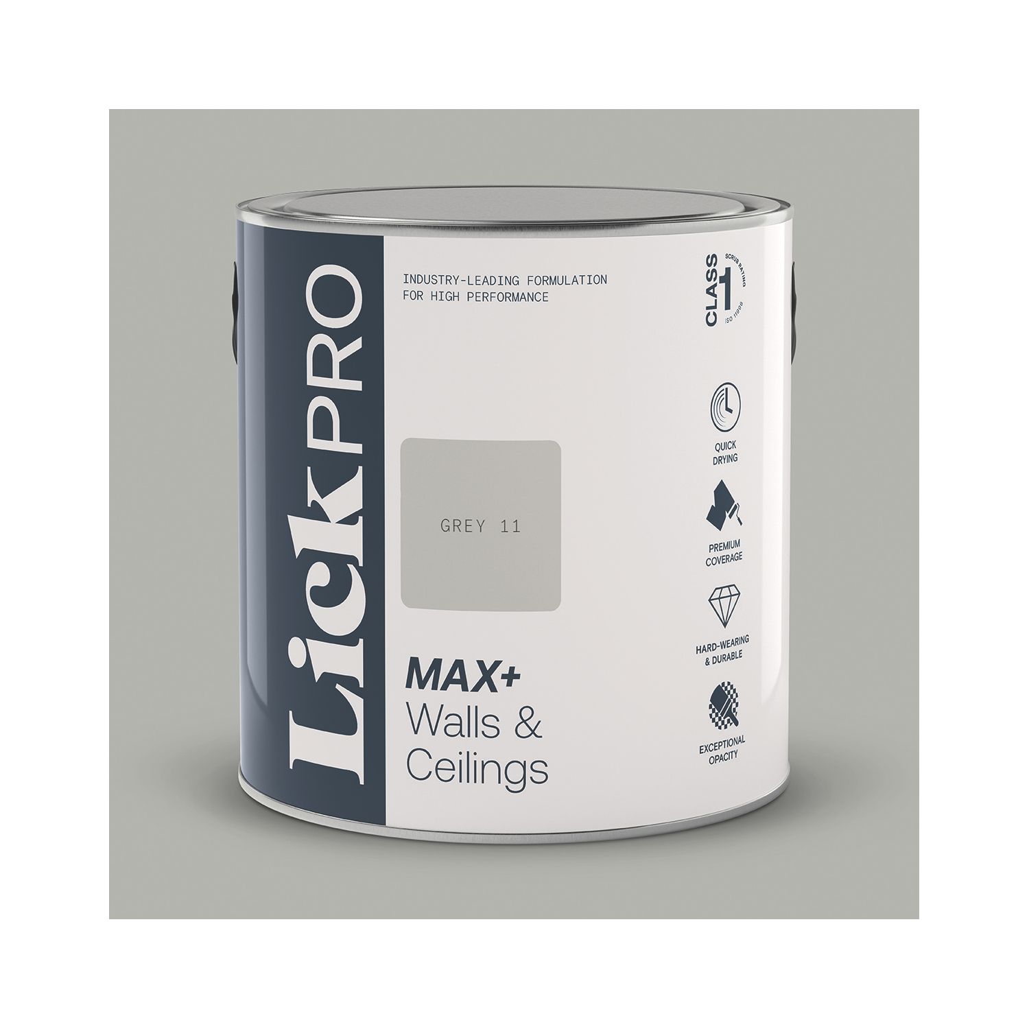 LickPro Max+ 2.5Ltr Grey 11 Eggshell Emulsion Paint (645JX)