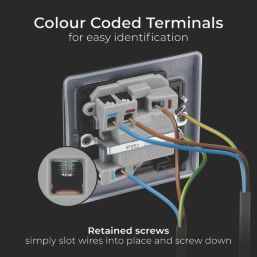 British General Nexus Metal 13A Switched Fused Spur with LED Matt Black with Colour-Matched Inserts