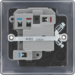 British General Nexus Metal 13A Switched Fused Spur with LED Matt Black with Colour-Matched Inserts