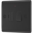 British General Nexus Metal 13A Switched Fused Spur with LED Matt Black with Colour-Matched Inserts