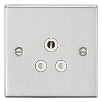 Knightsbridge CS5ABCW 5A 1-Gang Unswitched Socket Brushed Chrome with White Inserts