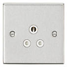 Knightsbridge CS5ABCW 5A 1-Gang Unswitched Socket Brushed Chrome with White Inserts