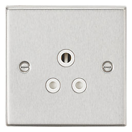 Knightsbridge  5A 1-Gang Unswitched Socket Brushed Chrome with White Inserts