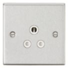 Knightsbridge  5A 1-Gang Unswitched Socket Brushed Chrome with White Inserts