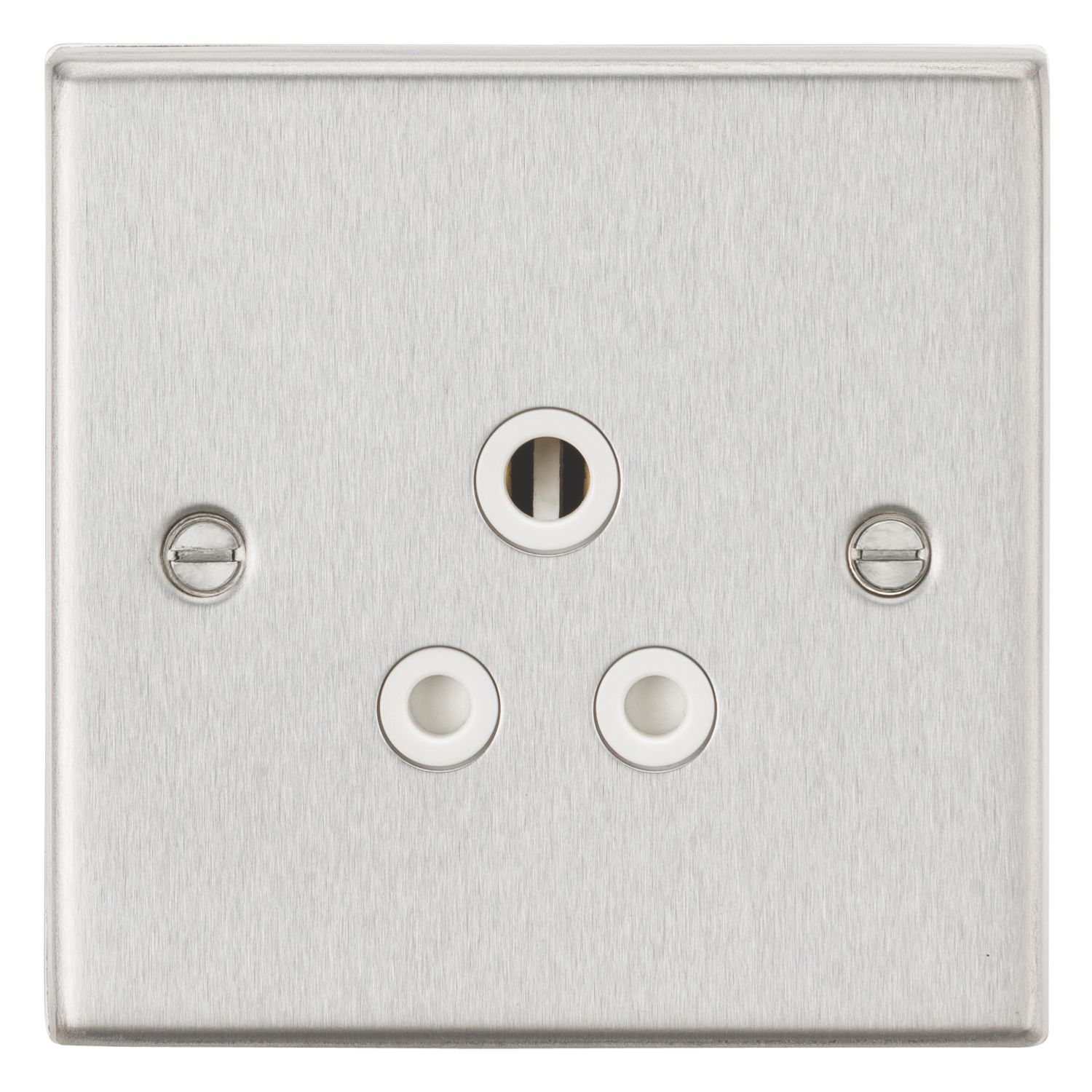 Knightsbridge 5A 1-Gang Unswitched Socket Brushed Chrome with White Inserts (645TY)