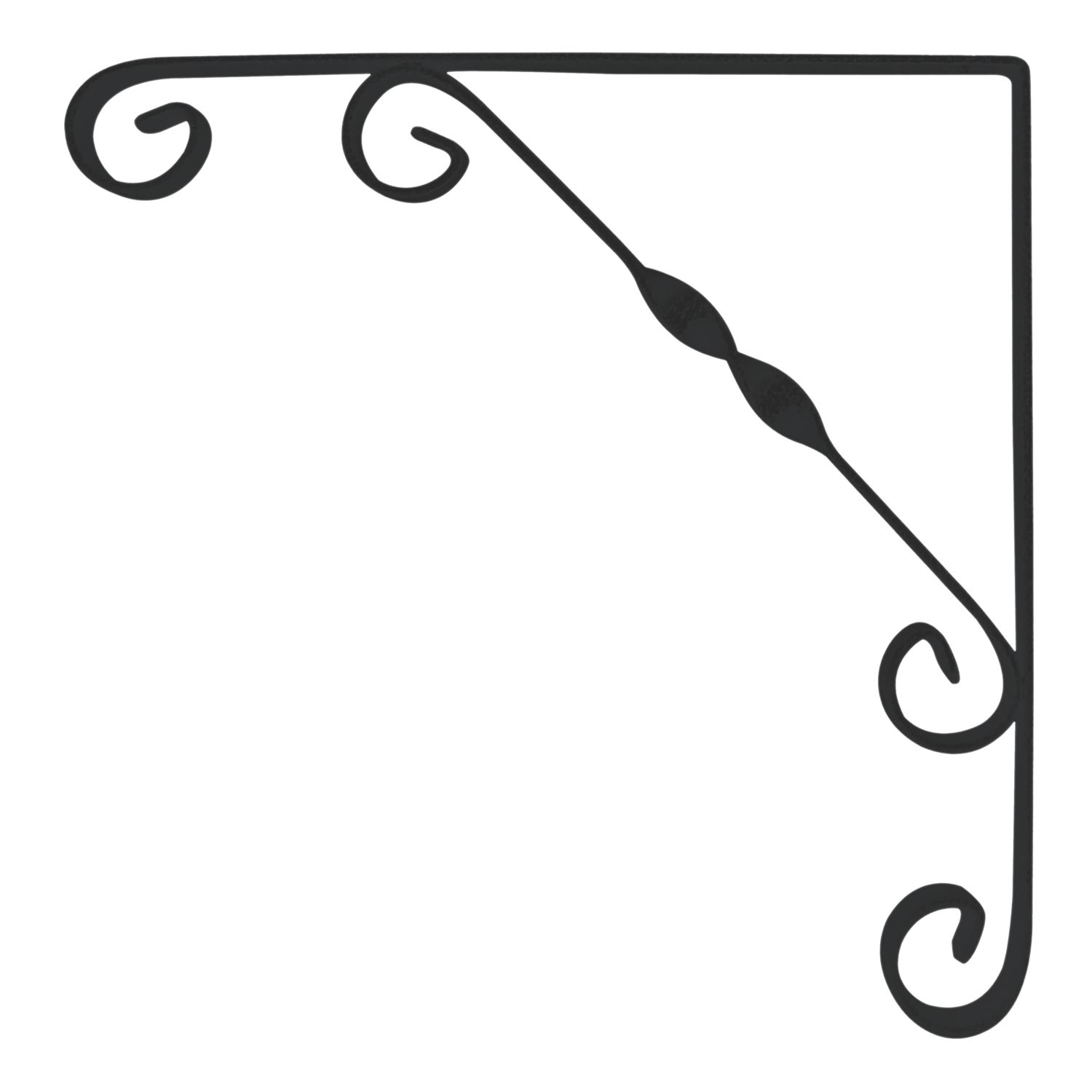 Essentials Ornamental Scroll Shelf Brackets Black 250mm x 250mm 10 Pack (645VJ)