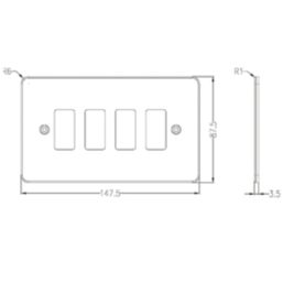 Knightsbridge  4-Module Grid Faceplate Polished Chrome