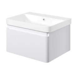 Essentials Genoa Vanity Unit with Basin Matt White 605mm x 460mm x 360mm