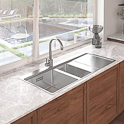Clearwater Xeron 1.5 Bowl Stainless Steel Kitchen Sink  1000mm x 520mm