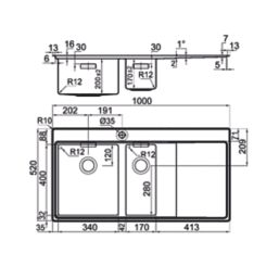 Clearwater Xeron 1.5 Bowl Stainless Steel Kitchen Sink  1000mm x 520mm