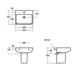 Ideal Standard i.life B Washbasin & Semi Pedestal 1 Tap Hole 550mm