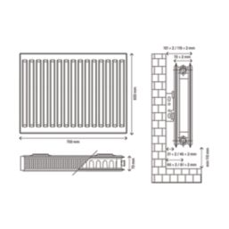 Flomasta 600mm x 700mm 3192BTU White Type 21 Convector Radiator
