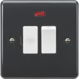 Knightsbridge Part M 13A Switched Fused Spur & Flex Outlet with Neon Anthracite