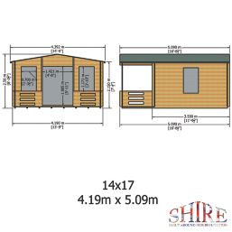 Shire Avalon 13 ' 6"  x 16' 6" (Nominal) Apex Timber Log Cabin