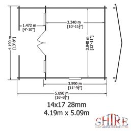 Shire Avalon 13 ' 6"  x 16' 6" (Nominal) Apex Timber Log Cabin