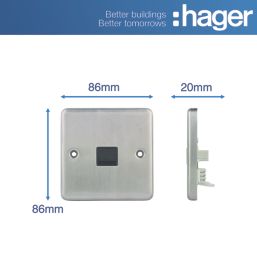 Hager Sollysta WRBTSBSB 1-Gang Slave Brushed Steel with Black Inserts