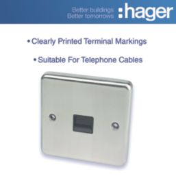 Hager Sollysta WRBTSBSB 1-Gang Slave Brushed Steel with Black Inserts