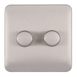 Schneider Electric Lisse Deco 2-Gang 2-Way  Dimmer  Brushed Stainless Steel