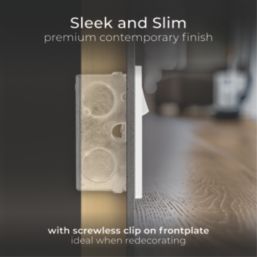 British General Evolve 13A 1-Gang SP Switched Socket + 3A 18W 2-Outlet Type A & C USB Charger Brushed Steel with White Inserts