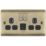 British General Nexus Metal 13A 2-Gang SP Switched Socket + 2.4A 12W 2-Outlet Type A & C USB Charger Antique Brass with Black Inserts