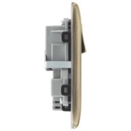 British General Nexus Metal 13A 2-Gang SP Switched Socket + 2.4A 12W 2-Outlet Type A & C USB Charger Antique Brass with Black Inserts