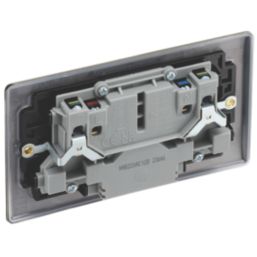 British General Nexus Metal 13A 2-Gang SP Switched Socket + 2.4A 12W 2-Outlet Type A & C USB Charger Antique Brass with Black Inserts