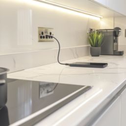 British General Nexus Metal 13A 2-Gang SP Switched Socket + 2.4A 12W 2-Outlet Type A & C USB Charger Antique Brass with Black Inserts